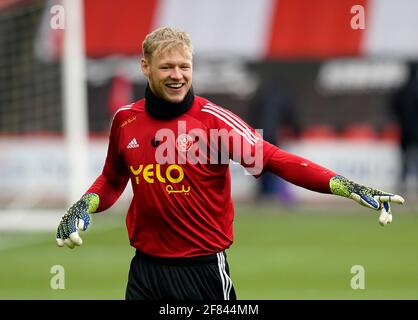 Sheffield, Regno Unito. 11 Apr 2021. Aaron Ramsdale di Sheffield Utd durante la partita della Premier League a Bramall Lane, Sheffield. Il credito immagine dovrebbe essere: Andrew Yates/Sportimage Credit: Sportimage/Alamy Live News Foto Stock