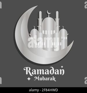 Poster di Ramadan Mubarak, modello di disegno volantino, vettore banner illustrazione Ramzan Illustrazione Vettoriale