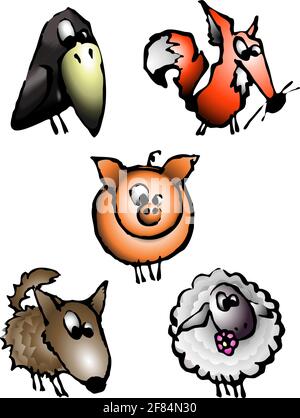set di animali divertenti 2 Illustrazione Vettoriale