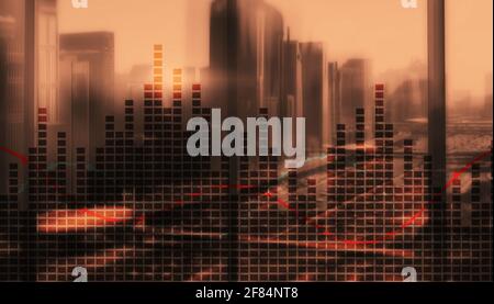 Universal Finance Business background. Diagrammi sullo sfondo degli uffici della città. Foto Stock