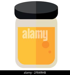 Vaso con icona miele vettore di disegno piatto Illustrazione Vettoriale