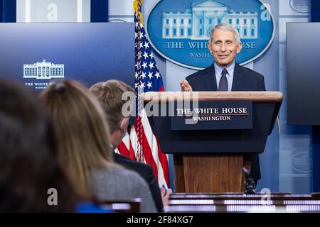 White House COVID Chief Medical Advisor Dr. Anthony Fauci partecipa a un briefing Giovedi, 21 gennaio 2021, nella Sala Stampa Briefing James S. Brady della Casa Bianca. Foto Stock