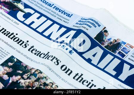 China Daily, un giornale in lingua inglese pubblicato dal Dipartimento di Pubblicità del Partito comunista cinese (CCP) Foto Stock