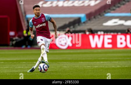 Londra, Regno Unito. 11 Apr 2021. Jesse Lingard del West Ham United FC durante la partita della Premier League tra West Ham United e Leicester City allo stadio di Londra, Queen Elizabeth Olympic Park, Londra, Inghilterra, il 11 aprile 2021. Foto di Phil Hutchinson. Solo per uso editoriale, è richiesta una licenza per uso commerciale. Nessun utilizzo nelle scommesse, nei giochi o nelle pubblicazioni di un singolo club/campionato/giocatore. Credit: UK Sports Pics Ltd/Alamy Live News Foto Stock