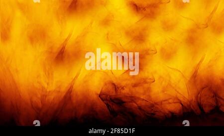 Sfondo di vernici acriliche, inchiostro su sfondo giallo, spazio di copia, sfondo di marmo, sfondo astratto. Struttura colorata di un getto di inchiostro nero. Foto Stock