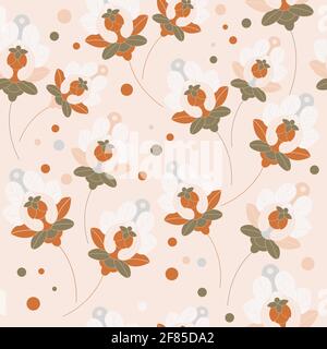 Motivo floreale lavorato a mano senza cuciture. Illustrazione vettoriale. Sfondo astratto senza cuciture con fiori astratti Illustrazione Vettoriale