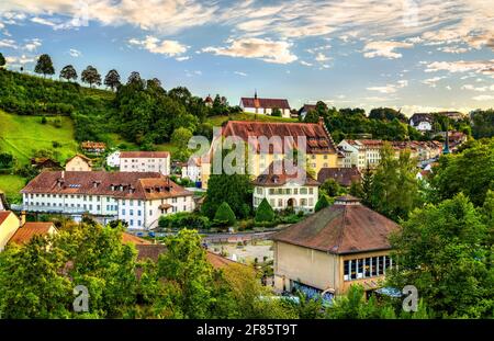 Paesaggio urbano di Friburgo in Svizzera Foto Stock