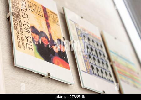 La collezione Beatles. Mostra di copertina dell'album dei Beatles. Foto Stock