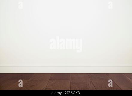 Interno vuoto con pareti bianche e pavimento in legno. Pianta domestica in una stanza vuota chiara. Foto di alta qualità Foto Stock