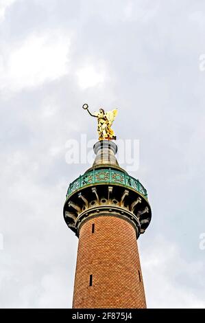 Denkmal auf dem Schlachtfeld von Fehrbellin in der Mark Brandenburg; un monumento al campo di battaglia di Fehrbellin Foto Stock