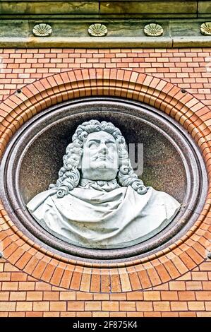 Denkmal auf dem Schlachtfeld von Fehrbellin in der Mark Brandenburg; un monumento al campo di battaglia di Fehrbellin Foto Stock