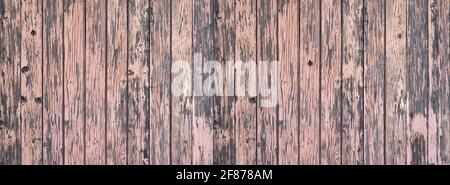 Vecchio muro di legno fortemente intemperie in rosa e grigio Foto Stock