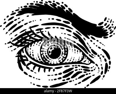 Disegno inciso Eye vintage Woodcut Illustrazione Vettoriale