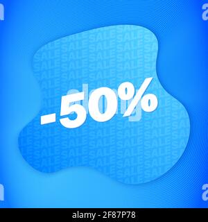 50% di sconto su Liquid Blue sale background. Illustrazione vettoriale Illustrazione Vettoriale
