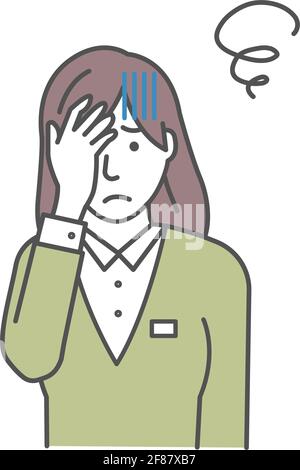 Illustrazione vettoriale di una giovane donna d'affari che stringe la testa ( OH mio dio, mal di testa ) Illustrazione Vettoriale