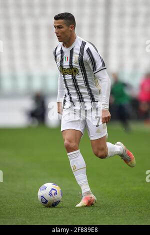 Torino, Italia, 11 aprile 2021. Cristiano Ronaldo di Juventu durante la serie A match allo stadio Allianz di Torino. L'immagine di credito dovrebbe essere: Jonathan Moscop / Sportimage Foto Stock