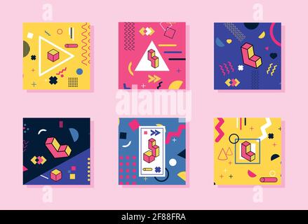 sei sfondi memphis Illustrazione Vettoriale