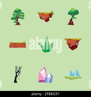 nove icone di videogiochi Illustrazione Vettoriale