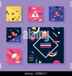 sfondi di memphis sei Illustrazione Vettoriale