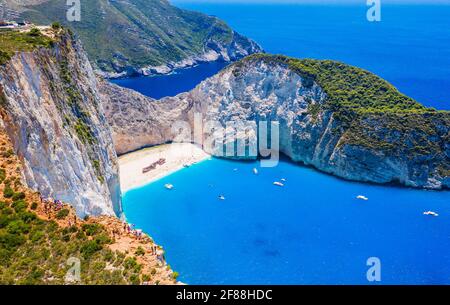 Zante, Grecia. Navagio Beach con relitto sull'isola di Zante. Foto Stock
