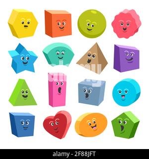 Simpatici caratteri geometrici 3d Illustrazione Vettoriale