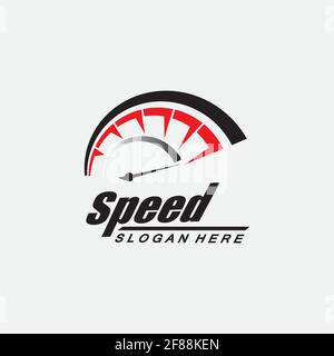 Design del logo Speed, silhouette vettore icona simbolo tachimetro, Speed Auto logo modello icona modello vettore disegno icona Illustrazione Vettoriale