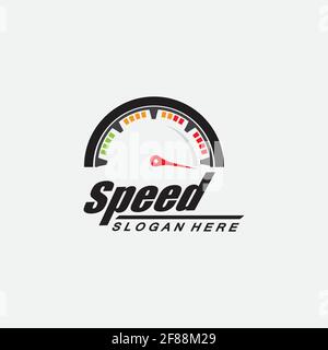 Design del logo Speed, silhouette vettore icona simbolo tachimetro, Speed Auto logo modello icona modello vettore disegno icona Illustrazione Vettoriale