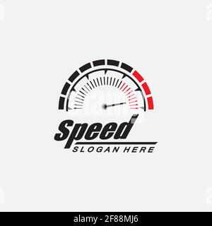 Design del logo Speed, silhouette vettore icona simbolo tachimetro, Speed Auto logo modello icona modello vettore disegno icona Illustrazione Vettoriale