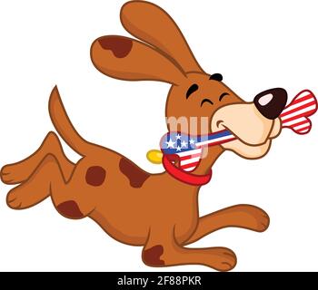 Illustrazione vettoriale del fumetto americano del patriota Dog Illustrazione Vettoriale