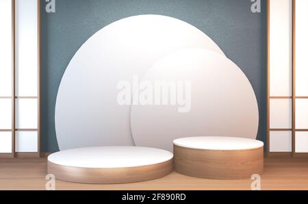 3d rendering podio in legno tradizione giapponese per il prodotto show. Foto Stock