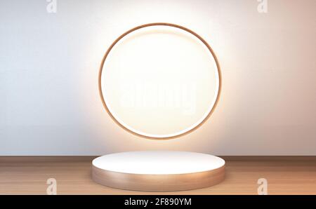 3d rendering podio in legno tradizione giapponese per il prodotto show. Foto Stock