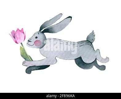 Felice cartolina di auguri di Pasqua. Illustrazione acquerello Foto Stock