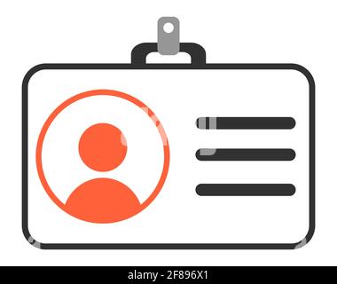 Carta d'identità, persona di identificazione personale, icona vettore utente pass id, simbolo . Illustrazione Vettoriale