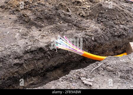 fibra ottica per internet ad alta velocità Foto Stock