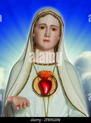 Cuore immacolato di Maria Nostra Signora di Fatima illustrazione miracolo Foto Stock