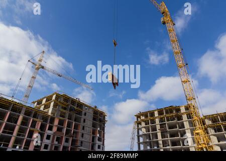 Costruzione di un edificio di appartamenti. Struttura a più piani Foto Stock