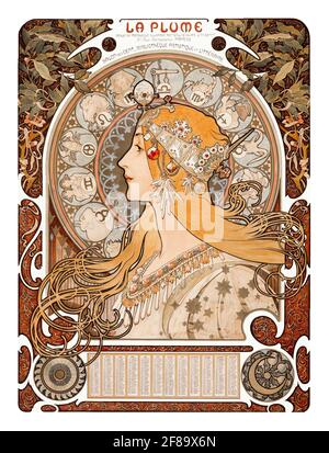 "Zodiaco" (Zodiaque) o la Plume (ca. 1896–1897) di Alphonse Maria Mucha. Foto Stock