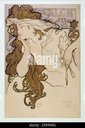 Alphonse Mucha (1860-1939). Maquette de l'affiche du Salon des cents de 1896. Un disegno del poster per Salon des cents. 1896. Foto Stock