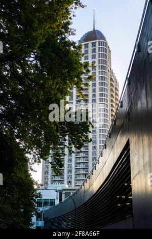 Auckland, Nuova Zelanda. Appartamento al tramonto Foto Stock