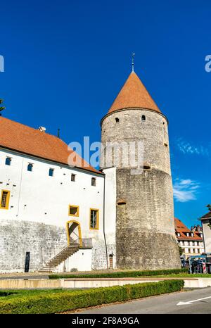 Castello di Yverdon-les-Bains nel Cantone di Vaud, Svizzera Foto Stock