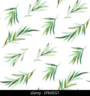 Motivo senza cuciture con rami di olive e olive. Disegno a mano acquerello Foto Stock