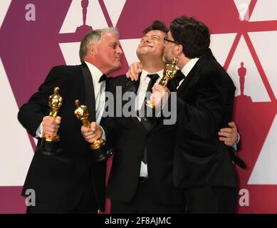 Vincitore Sound Mixing Paul Massey, Tim Cavagin, John Casali nella Sala Stampa durante la 91esima edizione dei premi annuali dell'Accademia, Oscar, tenutasi al Dolby Theatre di Hollywood, California, domenica 24 febbraio 2019 Foto di Jennifer Graylock-Graylock.com 917-519-7666 Foto Stock