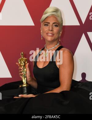 Oscar Winners Best Music Lady Gaga nella Sala Stampa durante la 91esima edizione degli Oscar Oscar Awards, tenutasi al Dolby Theatre di Hollywood, California, domenica 24 febbraio 2019 Foto di Jennifer Graylock-Graylock.com 917-519-7666 Foto Stock