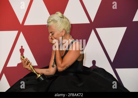 Oscar Winners Best Music Lady Gaga nella Sala Stampa durante la 91esima edizione degli Oscar Oscar Awards, tenutasi al Dolby Theatre di Hollywood, California, domenica 24 febbraio 2019 Foto di Jennifer Graylock-Graylock.com 917-519-7666 Foto Stock