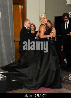 Oscar Winners Best Music Lady Gaga nella Sala Stampa durante la 91esima edizione degli Oscar Oscar Awards, tenutasi al Dolby Theatre di Hollywood, California, domenica 24 febbraio 2019 Foto di Jennifer Graylock-Graylock.com 917-519-7666 Foto Stock