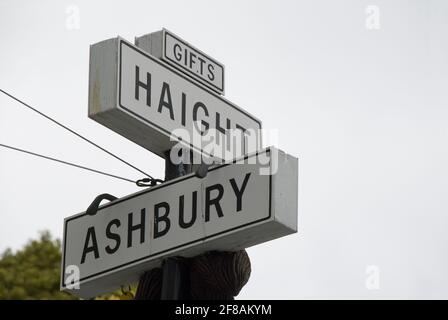 Indicazioni stradali per Haight e Ashbury a San Francisco Foto Stock