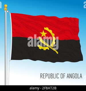 Bandiera nazionale ufficiale dell'Angola, paese africano, illustrazione vettoriale Illustrazione Vettoriale