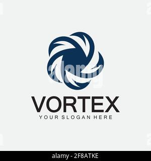 Vortex logo simbolo icona illustrazione disegno vettoriale.Tornado, vortice, uragano logo elementi di design Illustrazione Vettoriale