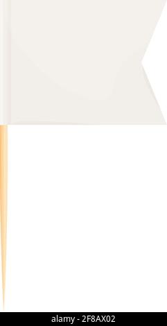 Toothpick bandiera in legno miniatura in cartoon stile piatto isolato su sfondo bianco, Toothpick bandiera rettangolo vuoto, icona. Per mini asta puntatrice messa Illustrazione Vettoriale