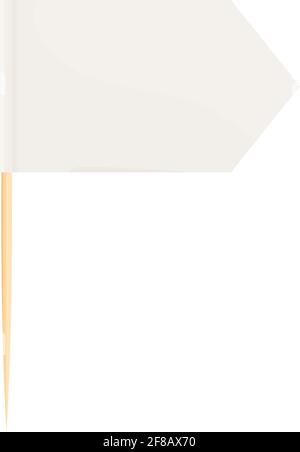 Toothpick bandiera in legno miniatura in cartoon stile piatto isolato su sfondo bianco, Toothpick bandiera rettangolo vuoto, icona. Per mini asta puntatrice messa Illustrazione Vettoriale